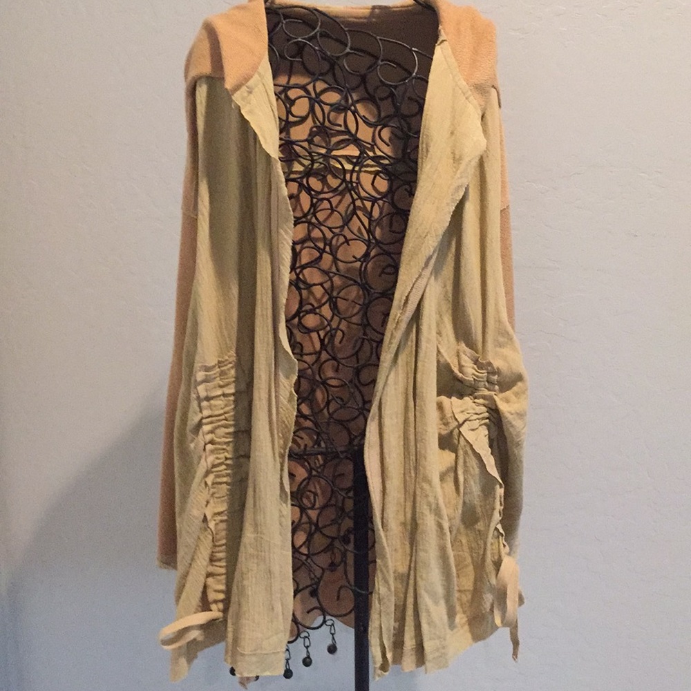 Women’s sweater coat hooded XL Mustard two tone